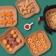 Kitchens Accessories Air Fryer Paper Kitchen Utensils Disposable Square Round Pastry Molds BBQ Plate Non-Stick Pad - 100pcs - 查看 2