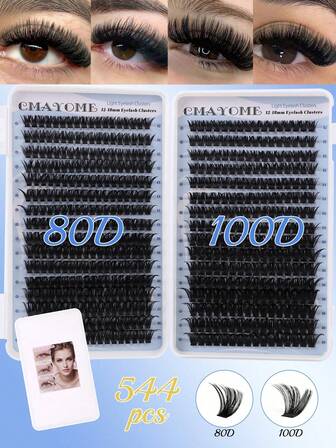 544/608/640pcs D-Curl High Capacity Individual False Eyelashes, Soft & Natural, Fluffy & Thick, Enlarges Eyes, Creates Delicate Makeup, Long-Lasting & Durable, Large Capacity, Portable & Easy To Use, Realistic & Natural, Reusable, DIY Segmented False Lashes, Easy To Wear At Home, Mixed False Lashes, Suitable For Cosplay, 3D/5D/6D Eye Makeup Effect, Suitable For Evening, Daily, Wedding Occasions, Lightweight & Flowy, An Ideal Gift For Women