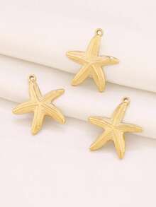 3件套不锈钢海星吊坠配件，时尚18K镀金防水海洋主题饰品，适用于DIY珠宝制作。 - 吊墜 - 查看 12