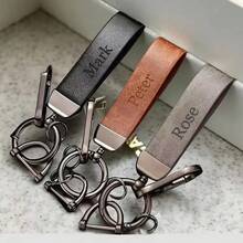 1pc Customizable Laser Engraved Keychain, Can Engrave Your Name And Text - PU Leather Car Keyring, DIY Engraving, Suitable For Father's Day, Valentine's Day And Christmas Gifts - Retro Style, Fits All Vehicle Models - Multicolor - View 1