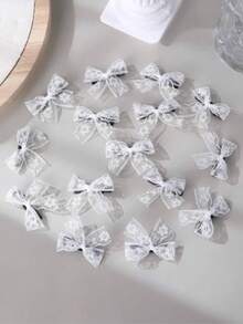 15pcs/Set Girls Lace Flower Bow Barrettes, Fashion Sweet Ballet Cute Colorful Lace Hair Clips, Y2K Accessories, Claw Clips, Hair Slide - White - View 1