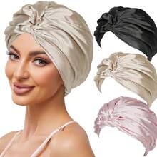 Awegeo 1/4/6件装女士纯色裹身式头巾，带荷叶边和花卉图案 - 弹力透气头带，休闲优雅风格；防滑贴合设计，柔软可调节面料，适合日常佩戴。 - A - 查看 13