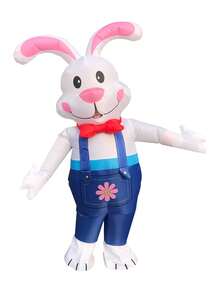 1 Set Inflatable Bunny Costume Full Body Jumpsuit Cosplay Costume Funny Fancy Dress Blow Up Rabbit Mascot Costume For Cosplay Party, Easter, Halloween, School Opening Ceremony, Extracurricular Activities Festival, Valentine's Day Costume