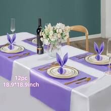 12/16/24片装红色缎面餐巾，18.9*18.9英寸，装饰餐巾，方形餐巾，丝滑优雅的婚礼餐巾，适用于餐厅、宴会、毕业典礼、情人节、生日派对、婚礼、新婚宴及其他餐桌装饰（多种颜色可选）