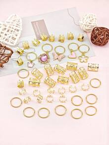 45 pièces Accessoires pour cheveux avec pendentifs en forme de cœur pour tresses, pinces à cheveux avec pendentifs en forme de cœur rose, papillon et couronne, décorations pour cheveux, accessoires pour la Saint-Valentin, décorations pour tresses, boucles d'oreilles, accessoires de la Saint-Valentin - Doré - Voir 4