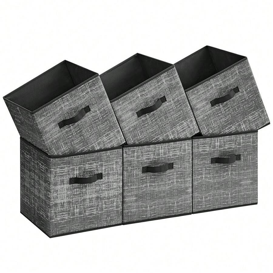 Storage Cubes, 13-Inch Non-Woven Fabric Bins With Double Handles, Set Of 6, Closet Organizers For Shelves, Foldable, For Clothes, Classic Black UROB033B01,13inchLx13inchWx13inchH,ClassicBlack - 經典黑色 - 查看 1