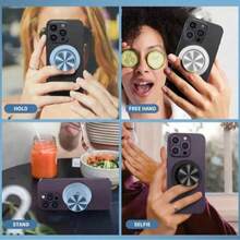 Aluminum Alloy Magnetic Phone Ring Holder, Compatible With MagSafe, Magnetic Phone Stand Compatible With IPhone 17/16/15/14/13/12 Series, Includes MagSafe Adapter Ring Compatible With IPhone, Android Phone, Gift For Birthday, Family, Friends Gifts Birthday Phone Grip Phone Accessories - Multicolor - View 4