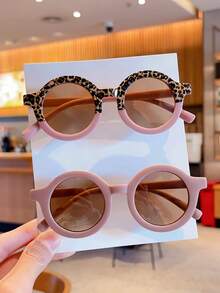 2Pcs Baby Boys Girls Cute Fashion Round Kids Children Fashion Glasses Eyewear,Card Only Show,Don't Shipping - Pink - View 5