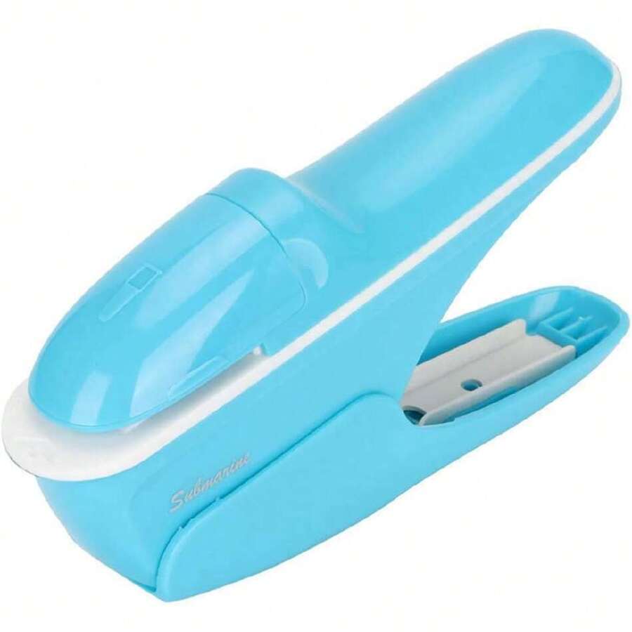 Sin Grapadora, ABS Engrapadoras Manuales, Grapadoras Manual Sin Grapas con DiseñO de Estructura Que Ahorra Trabajo, con Mango Cómodo, para Oficina y Escuela(Azul),37494311 - Azul y blanco - Ver 1