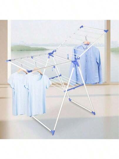 Opvouwbaar, staand wasrek met grote capaciteit voor binnen- en buitengebruik.