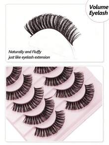 10 pares de pestañas postizas estilo ruso D-Curl esponjosas y gruesas, pestañas falsas de visón súper densas, crean un efecto de elevación de ojos, look de maquillaje dramático y grueso - Pestañas Fluffy - Ver 3