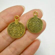 30个23x18mm复古银色圆形硬币吊坠，可刻字，适用于DIY项链、手链、钥匙扣等饰品制作配件 - 多色 - 查看 6