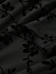 DAZY 女士正式派对/返校碎花网眼长袖连衣裙优雅秋装 - 黑色 - 查看 5