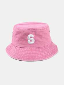 1pc Kids Heart & Letter Pattern Sun Hat, Casual Style With Adjustable Windproof Cord, Suitable For Outdoor, Beach, Sun Protection - Pink - View 21