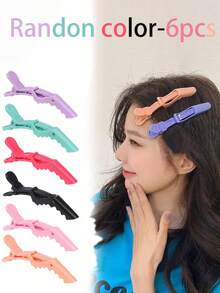 6个/1个彩色鳄鱼夹，耐用鳄鱼夹，带防滑手柄和宽齿，美发沙龙造型工具，适用于烫发、染发、分区等，女士发夹，专业造型分区防滑夹 - 彩色 - 查看 6