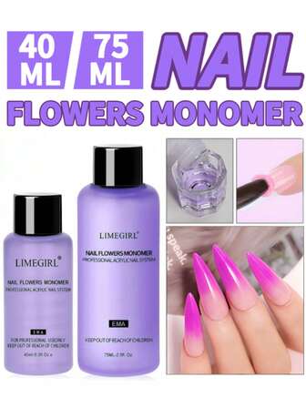 LIMEGIRL 2.5oz Acrylic Liquid Monomer Set, Professional Acrylic Liquid Monomer Kit For Acrylic Nail Extension, New Year Gift, Suitable For Women & Girls, 40/75ml