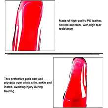 Espinilleras para Artes Marciales, Protector de pie y Pierna de Cuero PU, Almohadillas Protectoras Gruesas para Kickboxing, Equipo de Entrenamiento MMA - M-Negro - Ver 4