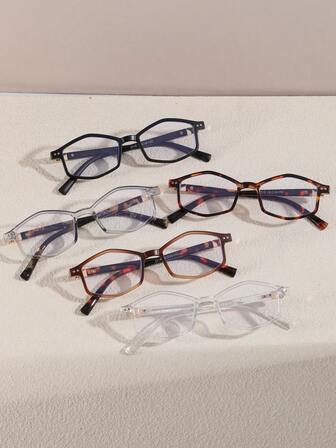 1pc Retro Bohemian Women's Fashion Non-Prescription Glasses, Geometric Pattern Rivet