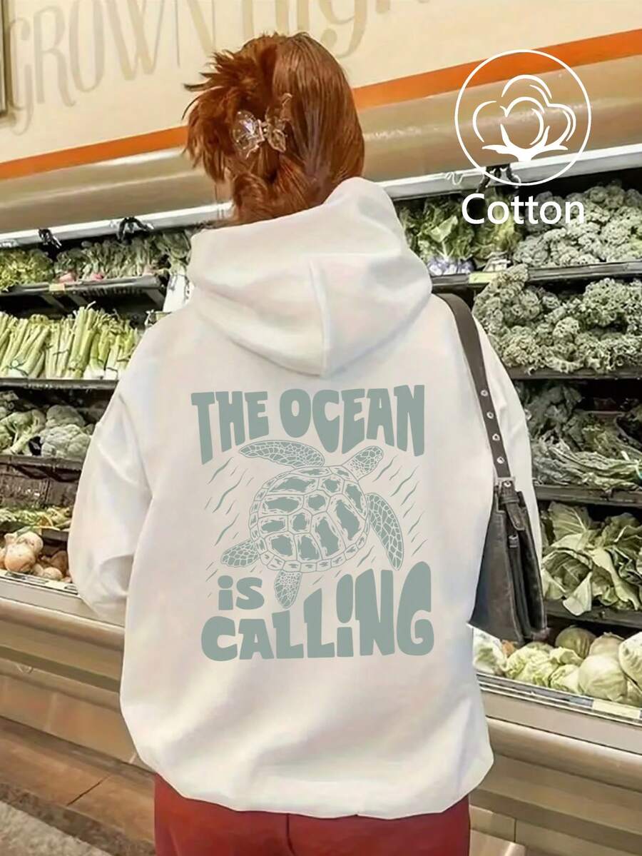 Schildkröten-Muster Reise Hoodie, warm und lässig für Herbst/Winter