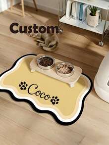 Customizable Quick-Drying Pet Feeding Mat, Personalized Waterproof Non-Slip Cat Bowl Mat With Pet Name, Splash-Proof Absorbent Paw Print Pattern Mat For Cats And Dogs, Pet Memorial Keepsake - Multicolor - View 9