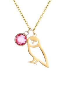 1 pièce Collier pendentif oiseau en acier inoxydable plaqué or 18 carats pour femme, pendentif pierre de naissance de décembre, collier commémoratif de l'oiseau de la liberté, convient pour l'anniversaire, l'anniversaire de mariage, cadeau de demoiselle d'honneur, cadeau de la Saint-Valentin - Doré - Voir 16