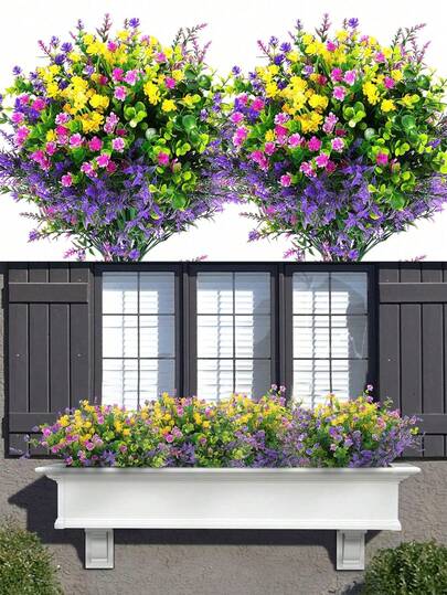 6pcs Artificial Flowers For Outdoor Decor, Realistic Tropical Plastic Floral, Suitable For Hanging Planters, Porch, Bedroom, Home, Wedding, Autumn, Summer Decoration, Durable Plastic Flowers For Hanging Planters, Porch, Indoor Home, Wedding, Autumn Decoration