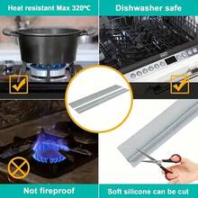 2pcs Kitchen Anti-Pollution Sealing Strips, Silicone High Temperature Resistant Kitchen Gap Sealing Strips, Oil & Dirt Resistant Gas Stove Gap Soft Sealing Strips, Countertop Gap Sealing Strips, Kitchen Small Tool Accessory (Trimmable)