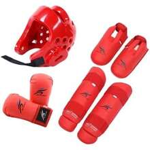 Conjunto de Equipo de de Karate, Espinilleras, Casco de Entrenamiento de Boxeo, para Artes Marciales, Sanda, Agarre - rojo l - Ver 7