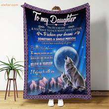 To My Daughter Fce Blanket, Wolf And Moon Design Gift From Loving Mom - Shape - View 1