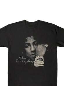 YoungBoy Never Broke Again Graphic T-Shirt Heavyweight Cotton Black With YoungBoy Face & Autograph Print O-Neck Casual Tops.JPGNBA T Shirt - màu đen - Xem 1