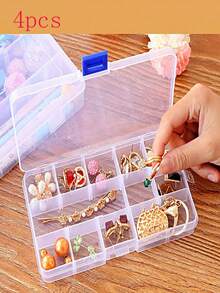 1/2pcs Flexible Transparent Plastic Storage Box | Small Storage Container, Desktop Display Box, Organizer Rack, Ideal For Organizing Pearls, Jewelry And Small Items | Modern Style, Desktop Mounting, Rectangular, Multi-Purpose - Transparent Storage Box - View 18