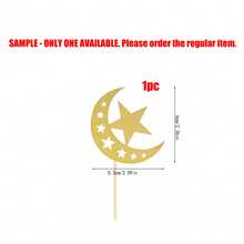 12个闪亮伊斯兰月亮星星纸杯蛋糕装饰插牌 - 闪耀的蛋糕装饰，适用于斋月、开斋节、生日和派对庆祝活动 | 耐用的节日用品，适用于开斋饭、家庭聚会和活动策划 - 彩色 - 查看 10