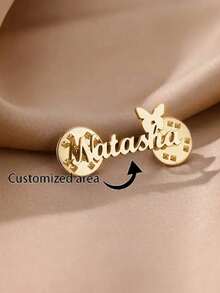 1pc Customized Stainless Steel Butterfly Brooch With Personalized Name - Suitable For Birthday, Wedding, Graduation Gifts - Elegant And Durable Commemorative Accessory, Exquisite Design, Beautiful Appearance, Perfect Gift For Back To School, Vacation, Travel - Multicolor - View 1