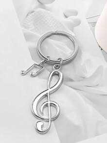 1pc Creative Music Note Earphone Keychain Chic Music Element Small Gift Pendant Metal Note Keyring For Friends And Girlfriends Car Accessories Bag Charm School Cute Goth Y2k - Bạc - Xem 1