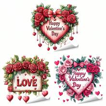 Calcomanías de pared para San Valentín, pegatinas de pared con letras florales y corazones, pegatinas para ventanas de San Valentín, arte de pared autoadhesivo - Multicolor - Ver 6