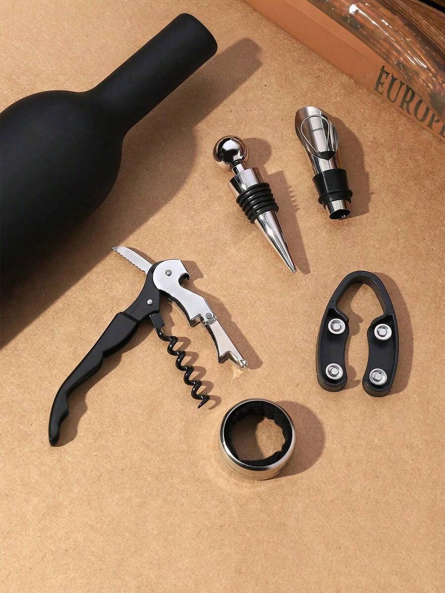 Bộ quà tặng 3/5 món dụng cụ mở rượu vang đỏ sáng tạo, bao gồm dụng cụ mở chai, nút chặn rượu, dụng cụ rót rượu và các phụ kiện rượu vang cao cấp khác, thích hợp để trang trí ngày Valentine, sinh nhật, ngày lễ, kỷ niệm ngày cưới, tiệc tùng, cắm trại ngoài trời, v.v.