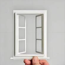 12 piezas Decoración de ventana para casa de muñecas, accesorios de casa de muñecas abribles, miniaturas a escala micro, props, puertas, ventanas, escaleras, decoración de mini hogar - Multicolor - Ver 1