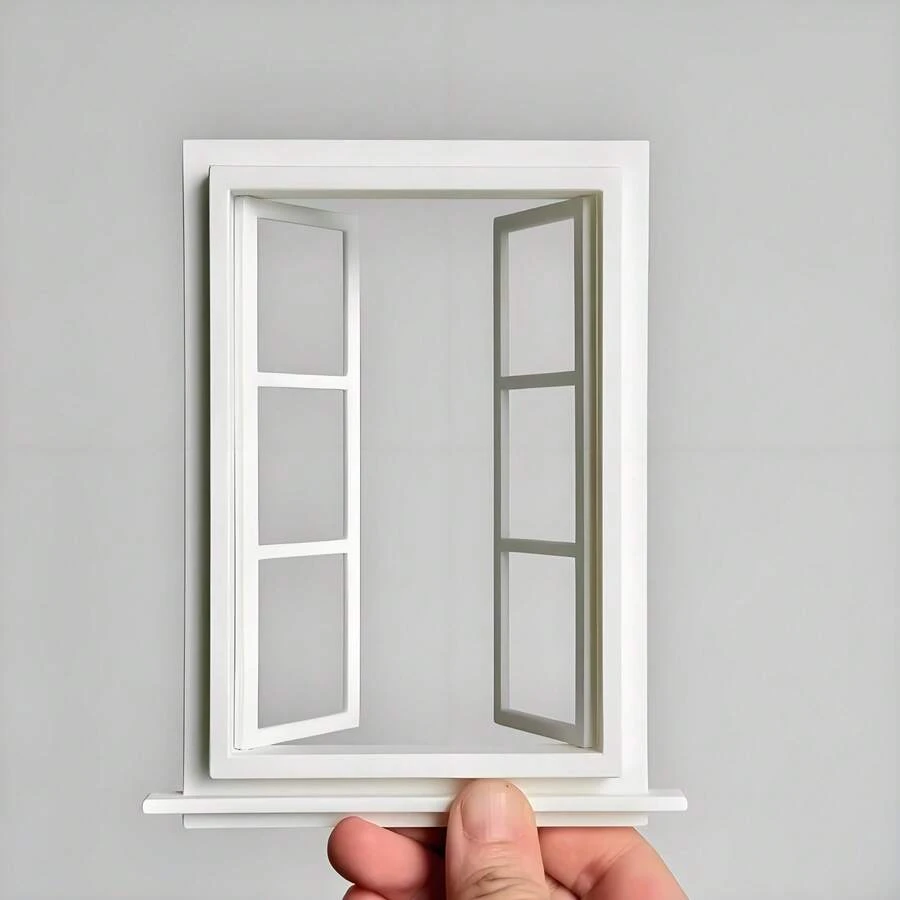 12 piezas Decoración de ventana para casa de muñecas, accesorios de casa de muñecas abribles, miniaturas a escala micro, props, puertas, ventanas, escaleras, decoración de mini hogar - Multicolor - Ver 1
