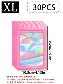 100/10pcs Transparent Holographic Bags, Odor-Proof Packaging Bags, Sealed Bags, Polyester Film Storage Bags, Zipper Sealed Bags, Polyester Film Holographic Resealable Bags, Gift Bags, Odor-Proof Bags, Aluminum Foil Bags, Suitable For Party Gift Storage, Polyester Film Bags, Transparent Window Holographic Resealable Packaging - Multicolor - View 14