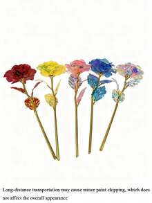 10支仿真水晶玫瑰花，闪亮水晶玫瑰仿真花，塑料红/蓝/粉玫瑰花束，永不凋谢的浪漫玫瑰，光泽亮丽的珠光塑料花，节日礼物装饰配件。完美适用于情人节、圣诞节、母亲节、生日、周年纪念日、婚礼——适用于任何房间，花束配件，浪漫房间装饰，家居装饰。 - 彩色 - 查看 8