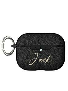 [Customized]Personalized Custom Luxury Name Letter Customized Cover Compatible With 1 2 3 4 Pro 2 Pro 3 Lychee Pattern TPU Earphone Case