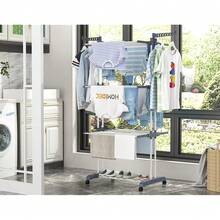 HOMIDEC Clothes Drying Rack, Oversized 4-Tier(67.7\ High) Foldable Stainless Steel Drying Rack Clothing, Movable Drying Rack With 4 Castors, 24 Drying Poles And 14 Hooks For Bed Linen, Clothing, Grey,Gray - Gray - 查看 8