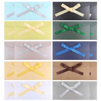 20/50 adet Çok Renkli Rastgele Karışık Saten Kurdeleli Zarf Seti, 10 Adet Soluk Tonlu Hediye Zarfı, Tatil Düğün Hediyesi Dekoratif Zarflar, Yaratıcı Renkli Kurdeleli Mühürlü Kart Zarfları