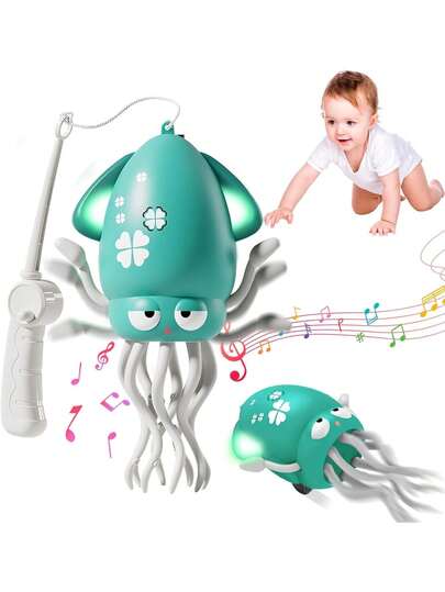 Juguete de Pulpo Bailarín Eléctrico, Juguete para Gatear con Automático para Evitar Obstáculos, Juguete para Bebe Interactivo con Sonido y Luces LED, Carga USB, Regalos de Navidad para Niños y Niñas,37496138