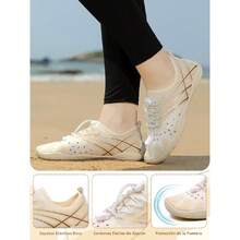 Zapatos de Agua, Zapatos de Agua de Mujer, Zapatos para Deporte Acuáticos con Orificios de Drenaje, Zapatillas de Deporte de Secado Rápido son Transpirables y Suaves, Bucear, Pescar, Surfear,37497405 - Beis - Ver 2