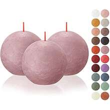 3 Pack Misty Pink Rustic Ball Pillar Candles - 3 Inch - Premium European Quality - Includes Natural Plant-Based Wax - Unscented Dripless Smokeless 25 Hour Party Décor And Wedding Candles Local Shipping - 灰玫瑰 - 查看 1