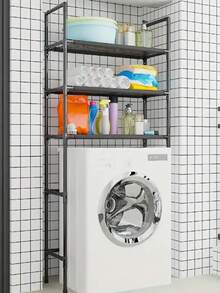 三层金属节省空间置物架,马桶上方置物架,浴室转角收纳架,浴室置物架,落地式马桶架,浴室盥洗台置物架,免钻孔洗衣机置物架,水槽收纳架,浴室塔式置物架,黑白浴室配件 - 彩色 - 查看 8