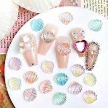 200Pcs Seashell Nails Charms 3D Resin Summer Ocean Nails Art Charms Colorful Aurora Shell Nail Art Rhinestones For Acrylic Nails Gems Nail Jewelry For Women Summer DIY Nail Art Decor,Black - Black - 查看 4