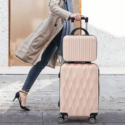 Travel Luggage Set 2pcs 20+14 Inch Lightweight Hard Shell Suitcase With TSA Lock Spinner Wheels And Cosmetic Case