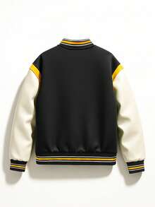 男士棒球夹克，刺绣百搭服饰，ins情侣外套，春/秋/冬 - 黑色 - 查看 3